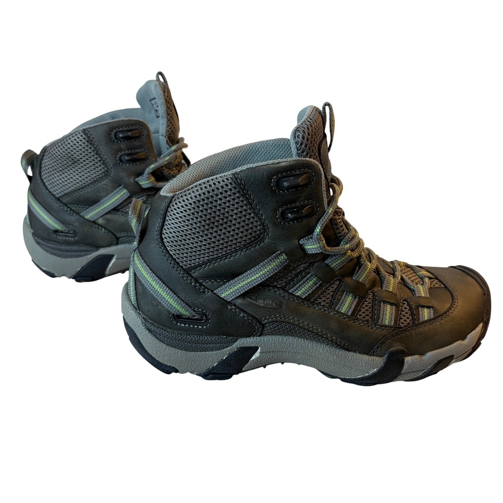 KEEN Gypsum Mid Women's 7 Waterproof Hiking Boots Gray Green Leather Trail